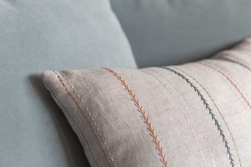 Kai Embroidered Linen Cushion - Image 4