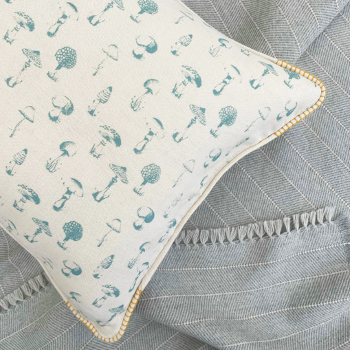 Funghi  Hand Printed Cushion